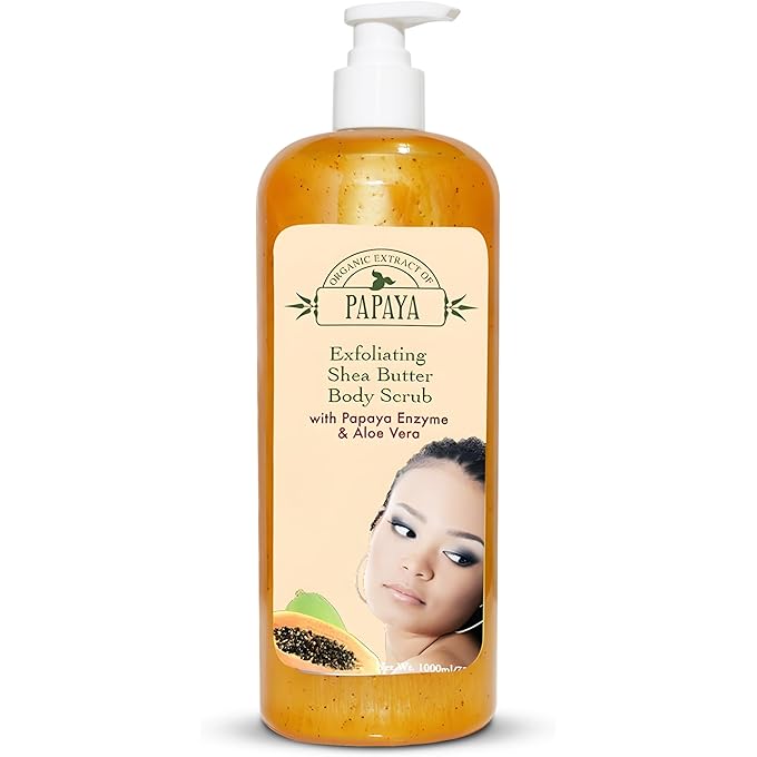 OMIC Organic Extract Of Papaya Exfoliating Shower Gel | 33.8 Fl oz 1000ml | with Papaya Oil and Shea Butter
